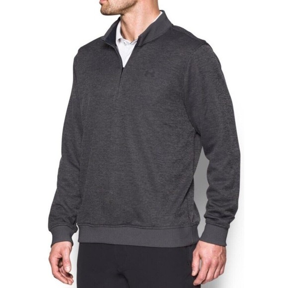 Under Armour Men's Large Golf Storm Sweater Gray Fleece 1/4 Zip Long Sleeve - Picture 2 of 15